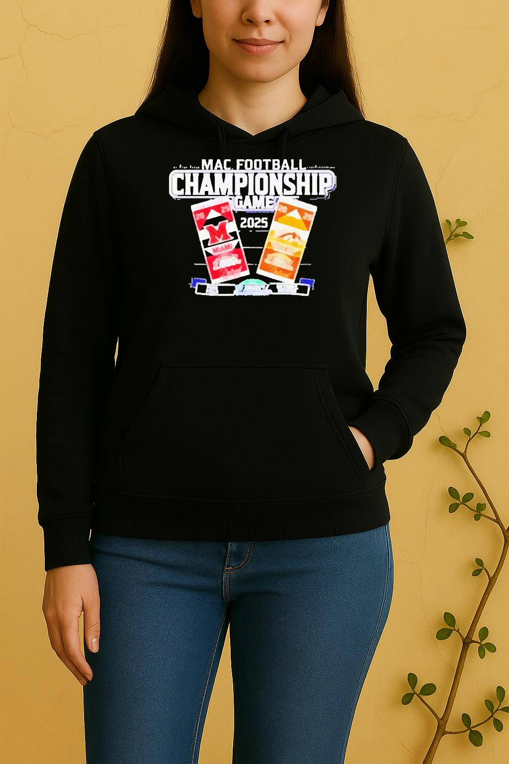 Official Western Michigan Broncos Vs Miami Redhawks 2025 Mac Football Champions Card Unisex Hoodie