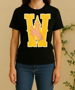 Official Wyoming Cowboys Wrestling Champion Brown Icon Logo Women Shirt