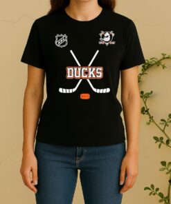 Officials Anaheim Ducks X Motorcyles Harley Davidson Skeleton Double Sided Graphic Women Shirt