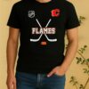 Officials Calgary Flames X Motorcyles Harley Davidson Skeleton Double Sided Graphic Shirt