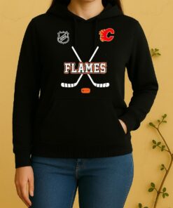Officials Calgary Flames X Motorcyles Harley Davidson Skeleton Double Sided Graphic Unisex Hoodie