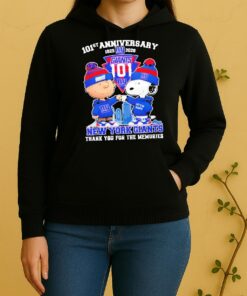 Officials Charlie Brown Fist Bump Snoopy 101St Anniversary 1925 2026 New York Giants Thank You For The Memories Skyline Unisex Hoodie