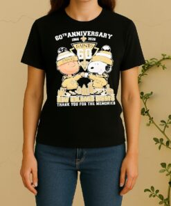 Officials Charlie Brown Fist Bump Snoopy 60Th Anniversary 1966 2026 New Orleans Saints Thank You For The Memories Skyline Women Shirt