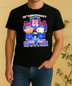 Officials Charlie Brown Fist Bump Snoopy 66Th Anniversary 1960 2026 Buffalo Bills Thank You For The Memories Skyline Shirt