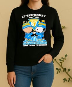 Officials Charlie Brown Fist Bump Snoopy 67Th Anniversary 1959 2026 Los Angeles Chargers Thank You For The Memories Skyline Sweater