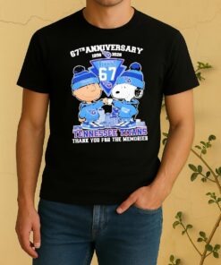 Officials Charlie Brown Fist Bump Snoopy 67Th Anniversary 1959 2026 Tennessee Titans Thank You For The Memories Skyline Shirt