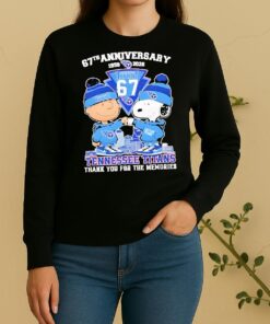 Officials Charlie Brown Fist Bump Snoopy 67Th Anniversary 1959 2026 Tennessee Titans Thank You For The Memories Skyline Sweater