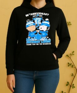 Officials Charlie Brown Fist Bump Snoopy 96Th Anniversary 1930 2026 Detroit Lions Thank You For The Memories Skyline Unisex Hoodie