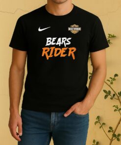 Officials Chicago Bears Ghost Rider Harley Davidson Motorcycle Double Sided Graphic Shirt