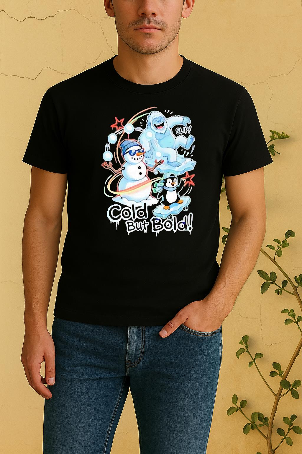 Officials Cold But Bold Funny Snowman Yeti And Penguin Urban Christmas Shirt