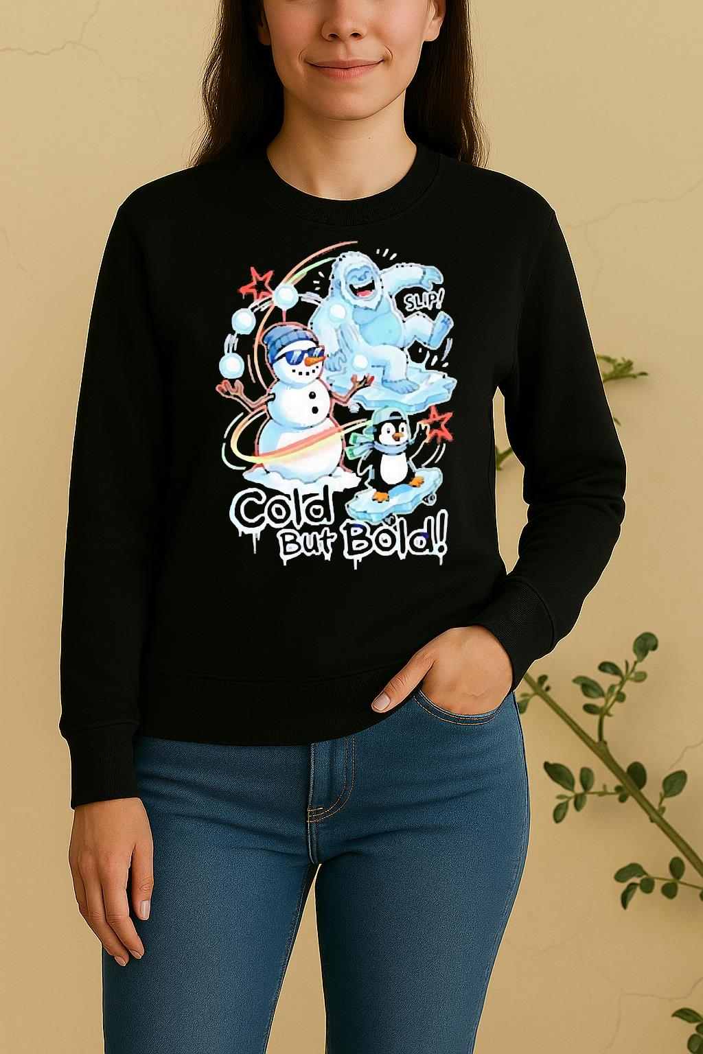 Officials Cold But Bold Funny Snowman Yeti And Penguin Urban Christmas Sweater