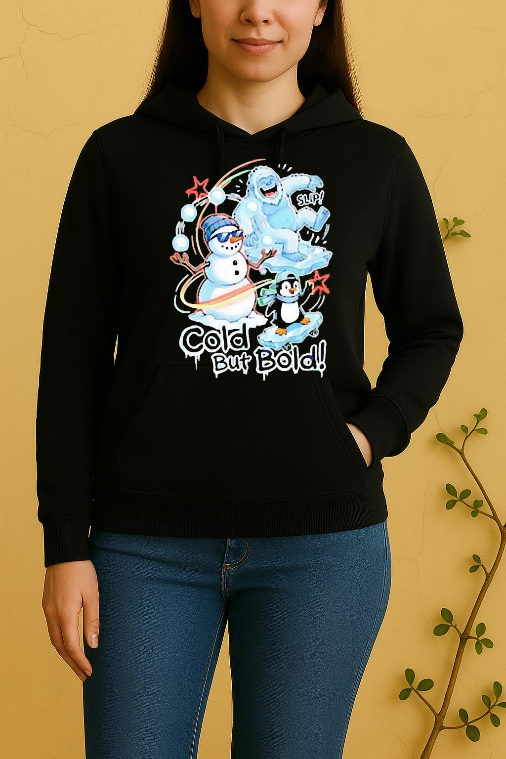 Officials Cold But Bold Funny Snowman Yeti And Penguin Urban Christmas Unisex Hoodie