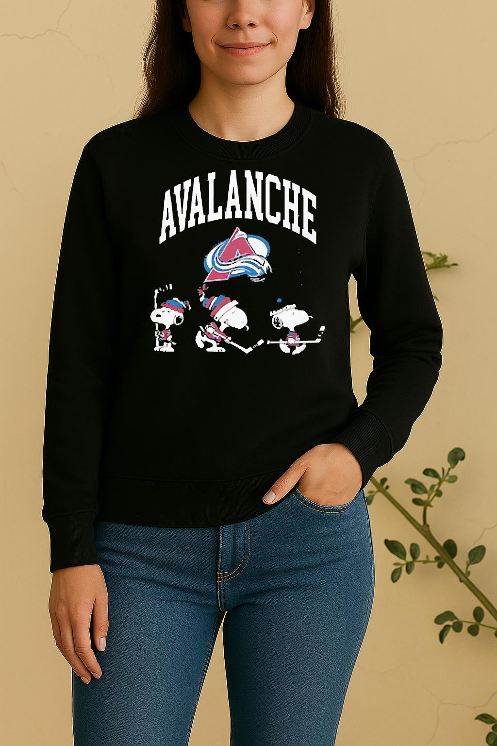 Officials Colorado Avalanche X Peanuts Snoopy Built Different Hockey Double Sided Graphic Sweater