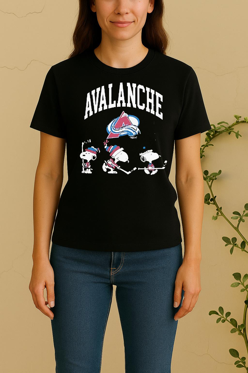 Officials Colorado Avalanche X Peanuts Snoopy Built Different Hockey Double Sided Graphic Women Shirt