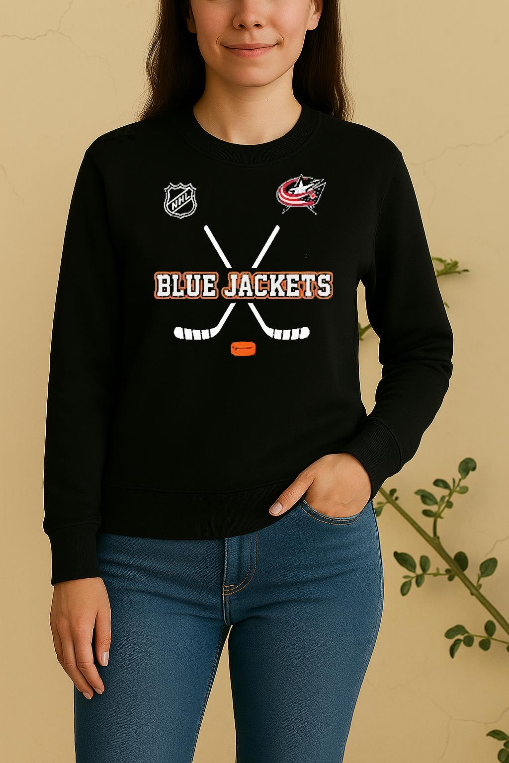 Officials Columbus Blue Jackets X Motorcyles Harley Davidson Skeleton Double Sided Graphic Sweater