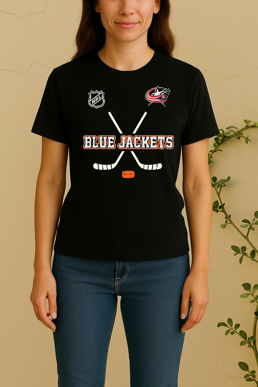 Officials Columbus Blue Jackets X Motorcyles Harley Davidson Skeleton Double Sided Graphic Women Shirt