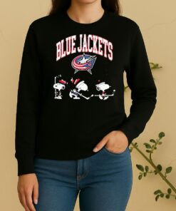 Officials Columbus Blue Jackets X Peanuts Snoopy Out Of Our Blue We Rise Hockey Double Sided Graphic Sweater