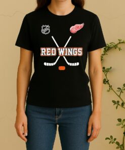 Officials Detroit Red Wings X Motorcyles Harley Davidson Skeleton Double Sided Graphic Women Shirt