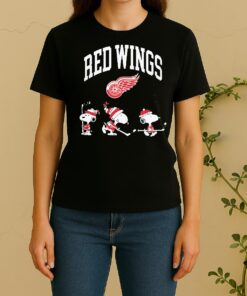 Officials Detroit Red Wings X Peanuts Snoopy Hockeytown Hockey Double Sided Graphic Women Shirt