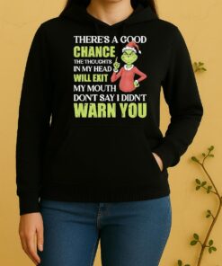 Officials Grinch Santa Theres A Good Chance The Thoughts In My Head Will Exit My Mouth Dont Say I Didnt Warn You Christmas Unisex Hoodie