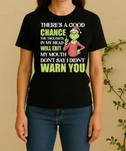 Officials Grinch Santa Theres A Good Chance The Thoughts In My Head Will Exit My Mouth Dont Say I Didnt Warn You Christmas Women Shirt