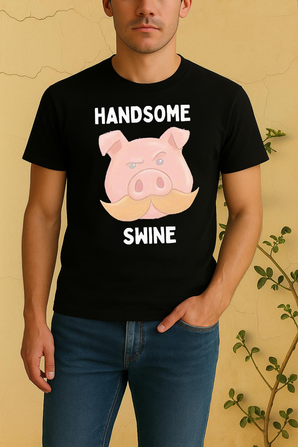 Officials Handsome Swine Pig Mustache Shirt by Bino Shirt – Custom Graphic T-Shirt