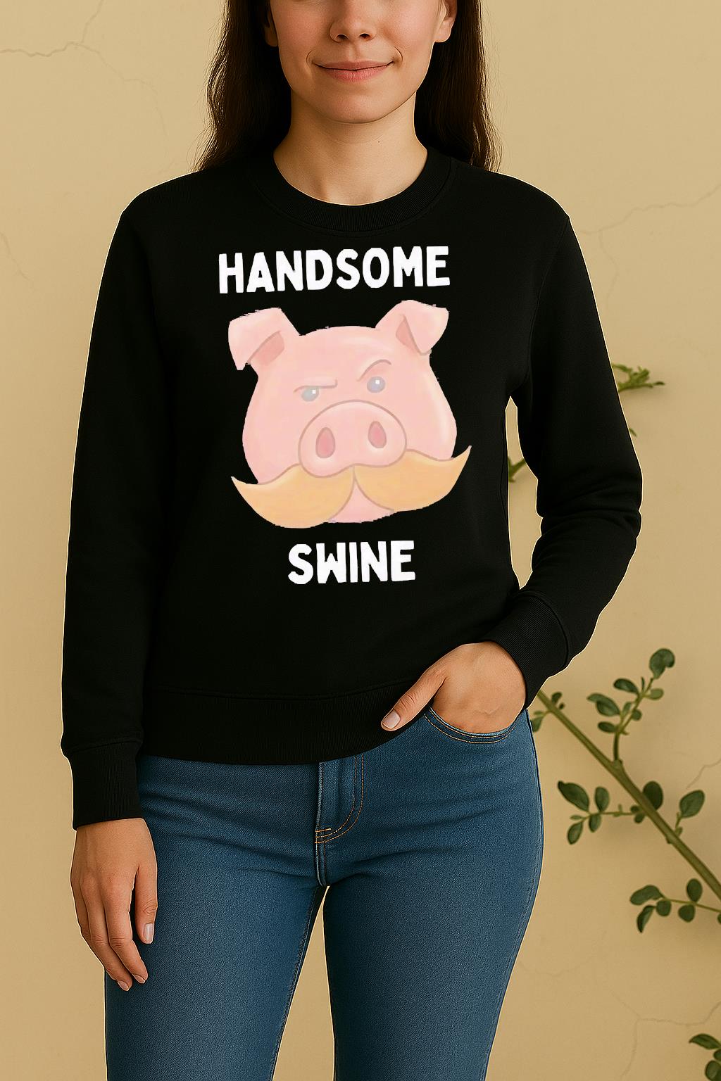 Officials Handsome Swine Pig Mustache Sweater
