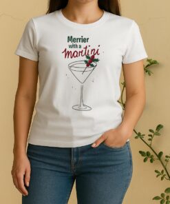 Officials Merrier With A Martini Christmas Women Shirt