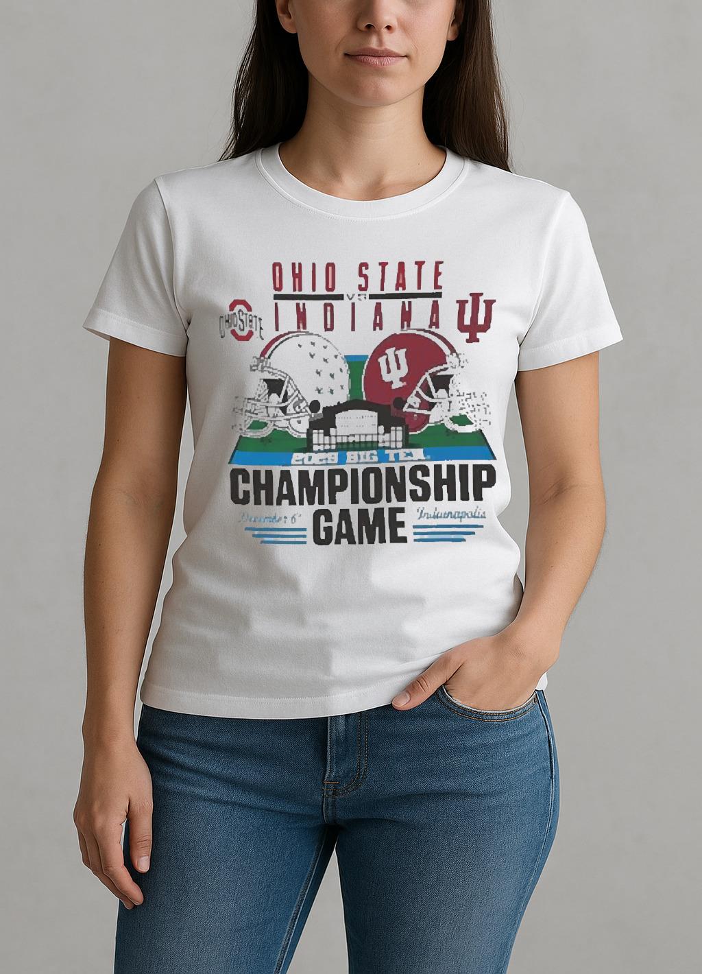 Officials Ohio State Buckeyes Vs Indiana Hoosiers Big Ten 2025 Football Championship Game Helmet W-tee