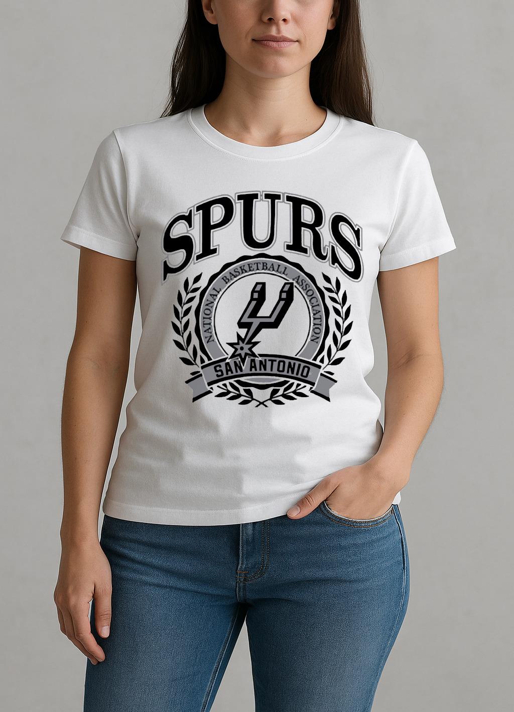 Officials San Antonio Spurs Basketball Nba Crest Logo Circle W-tee