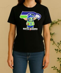 Officials Seattle Seahawks Baby Yoda Cute Football Crossover Women Shirt