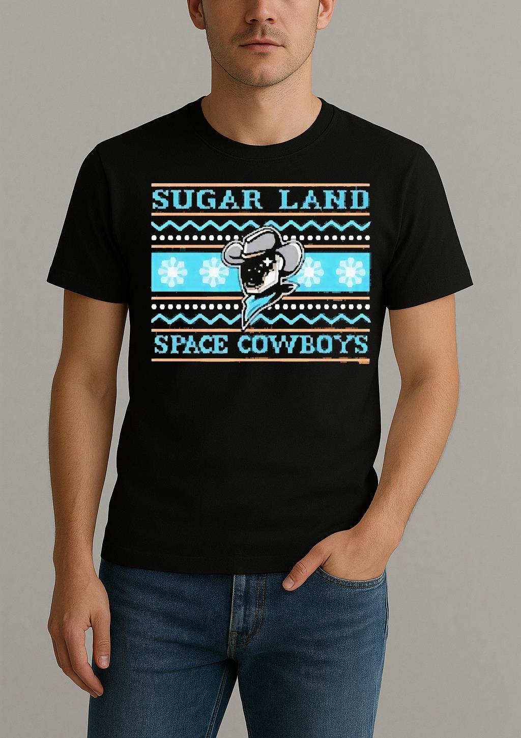 Officials Sugar Land Space Cowboys Bimm Ridder Ugly Christmas 2025 Circle Black Shirt