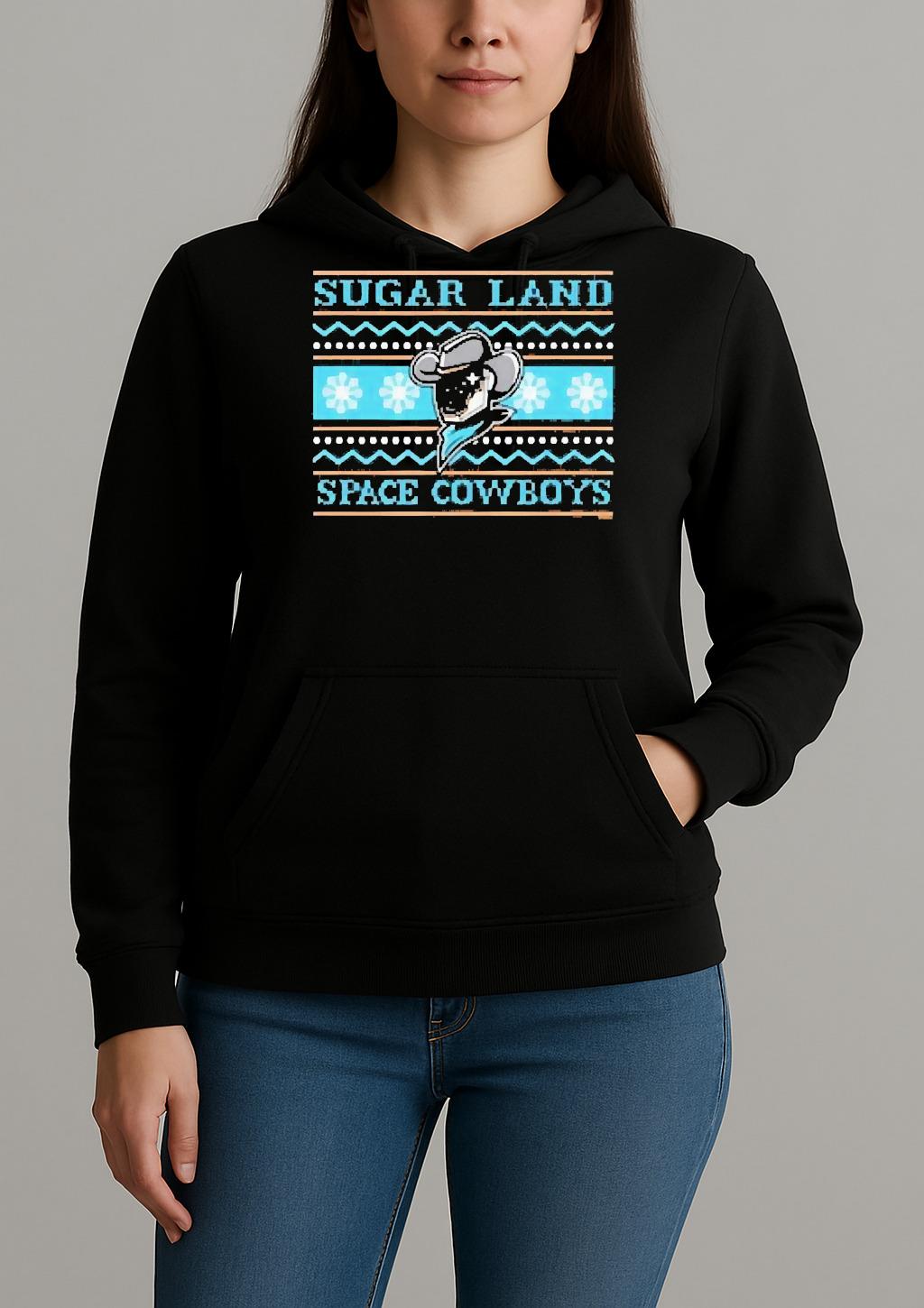 Officials Sugar Land Space Cowboys Bimm Ridder Ugly Christmas 2025 Circle Black Unisexhoodie