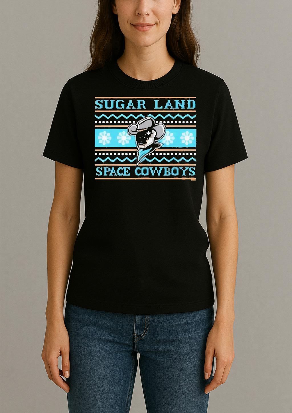 Officials Sugar Land Space Cowboys Bimm Ridder Ugly Christmas 2025 Circle Black Womentee