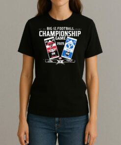 Officials Texas Tech Red Raiders Vs Brigham Cougars Big 12 2025 Football Championship Game Tickets Circle Black Womentee