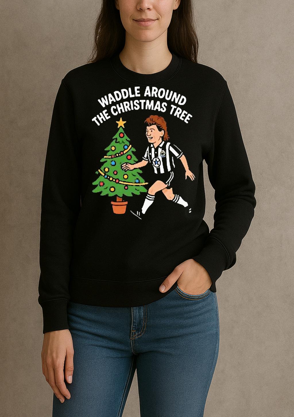 Officials Waddle Around The Christmas Tree Newcastle Circle Black sweater