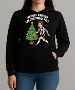Officials Waddle Around The Christmas Tree Newcastle Circle Black Unisexhoodie