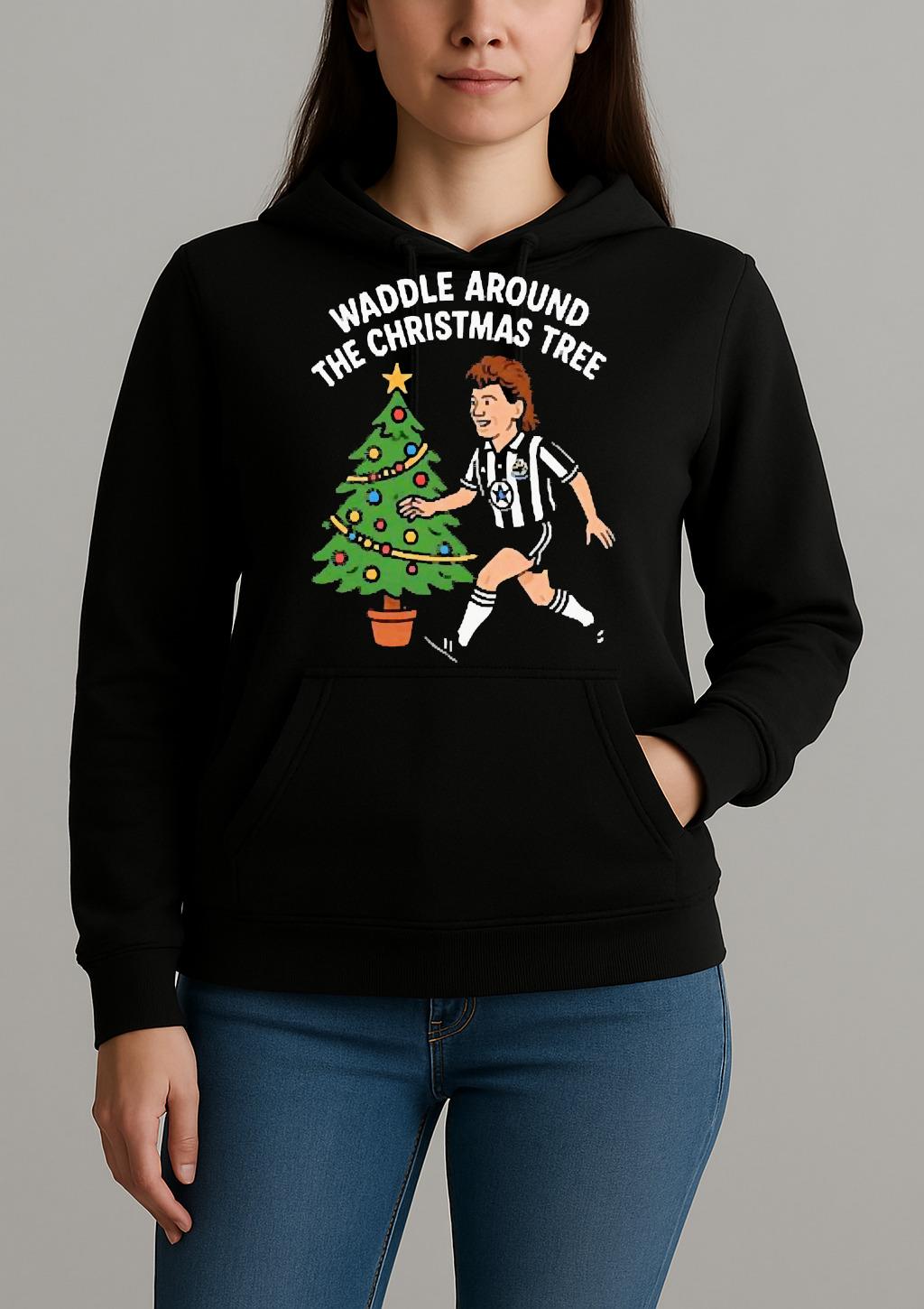Officials Waddle Around The Christmas Tree Newcastle Circle Black Unisexhoodie