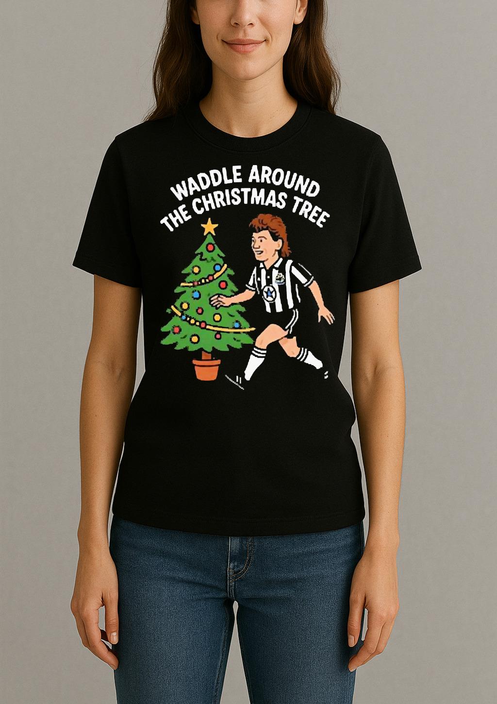 Officials Waddle Around The Christmas Tree Newcastle Circle Black Womentee