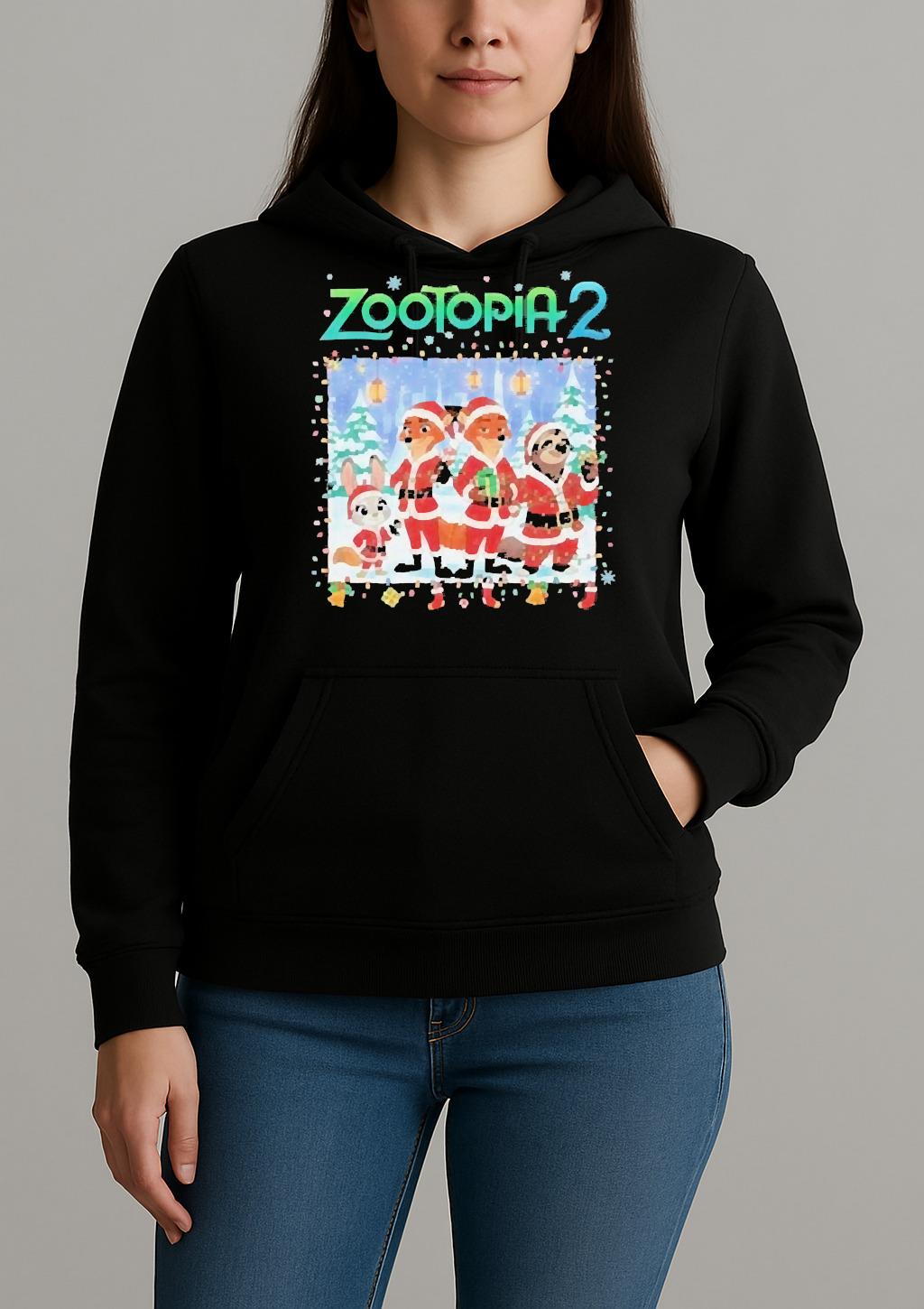 Officials Zootopia 2 Holiday Gift 2025 Nick Wilde And Flash Unisexhoodie