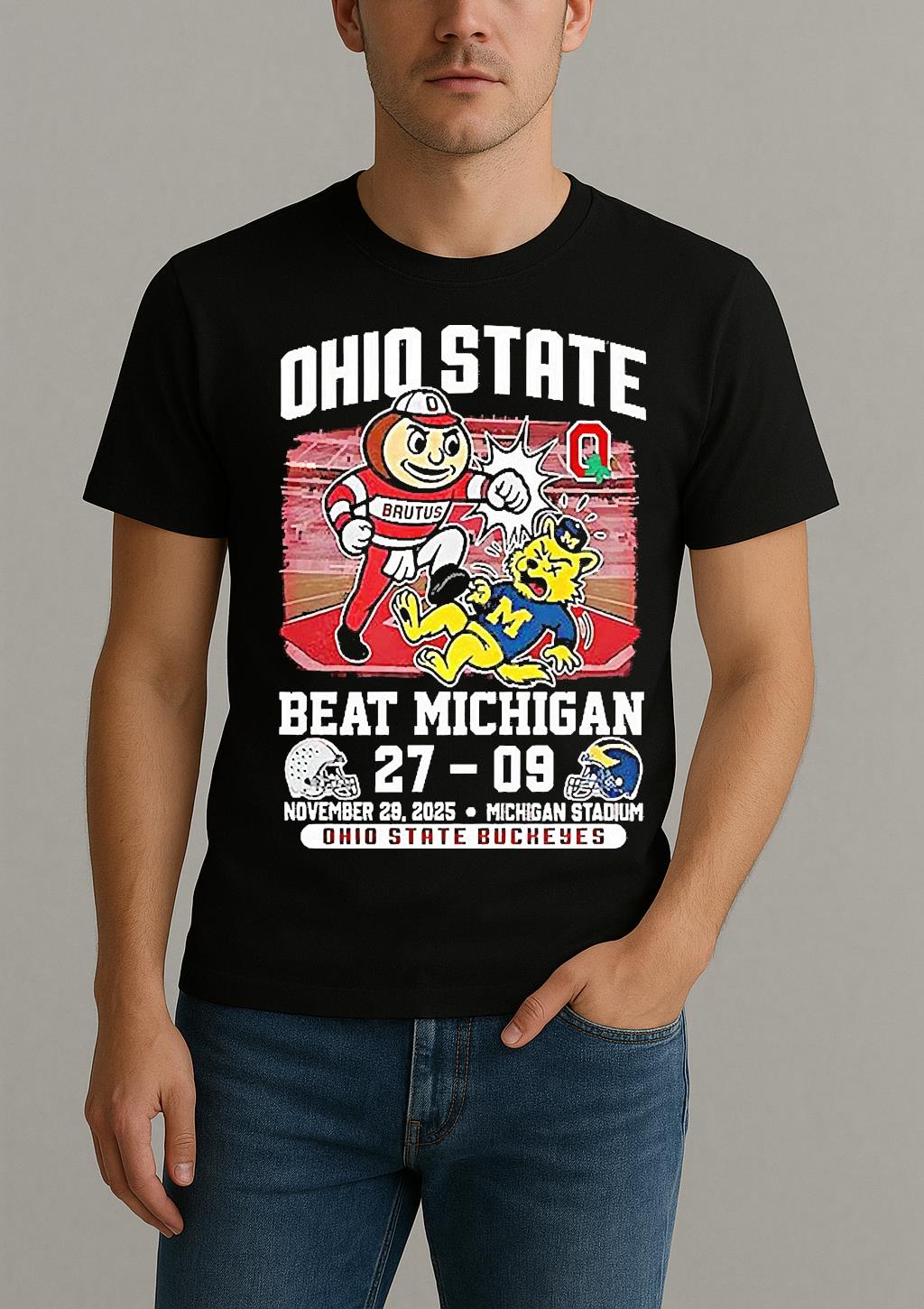 Ohio State Buckeyes Beat Michigan Wolverines Ncaa 2025 Final Score Mascot Shirt