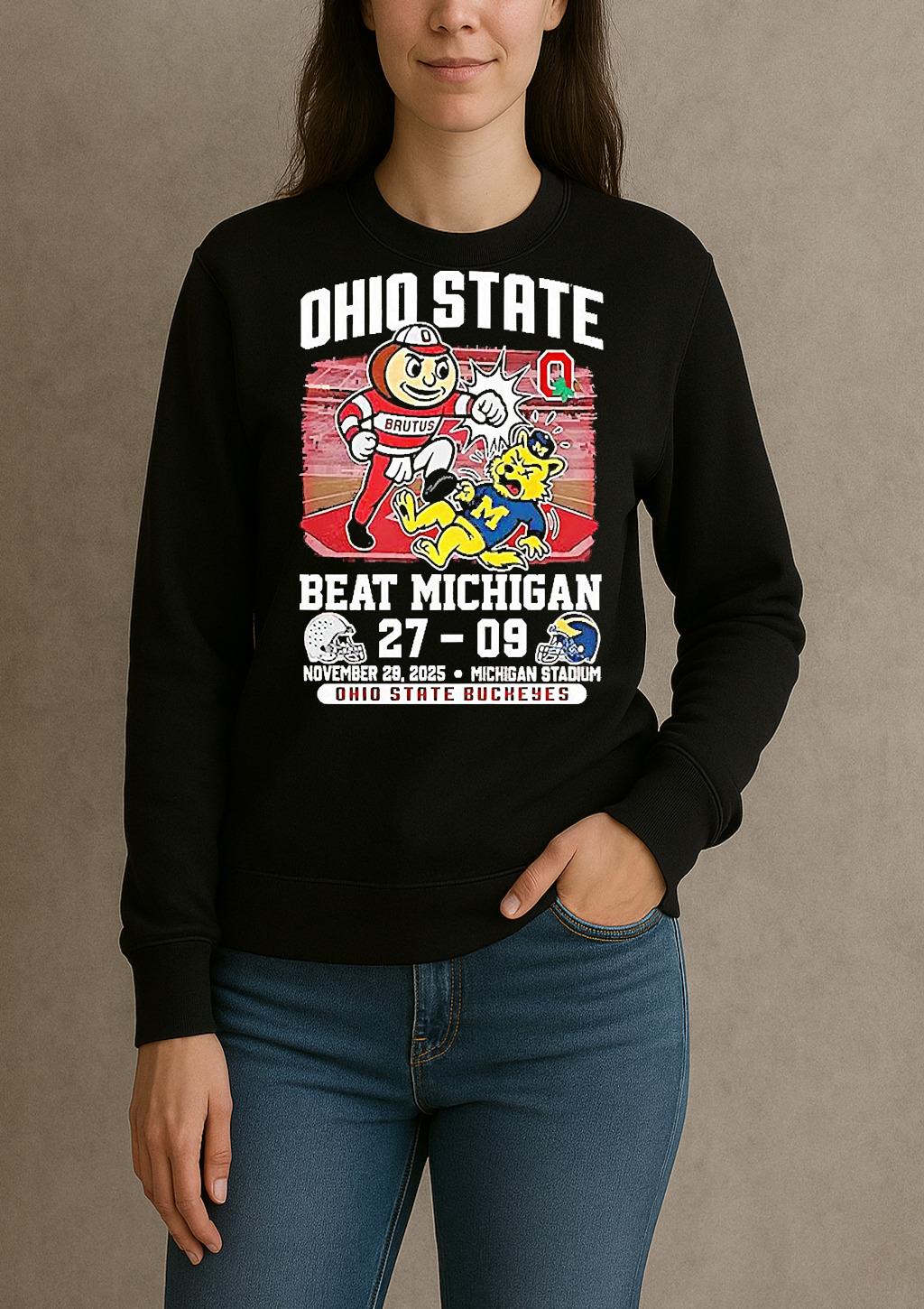 Ohio State Buckeyes Beat Michigan Wolverines Ncaa 2025 Final Score Mascot sweater