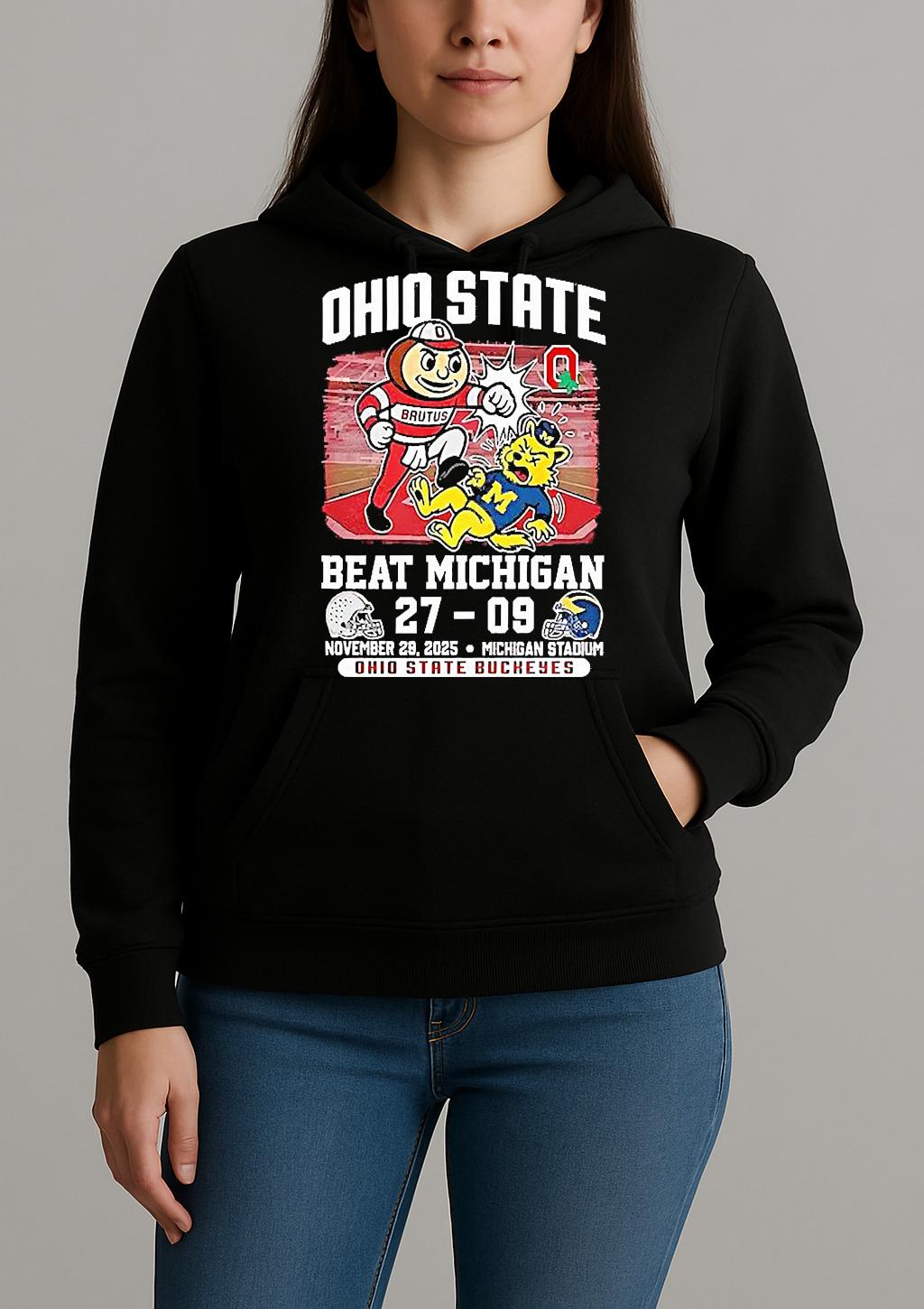 Ohio State Buckeyes Beat Michigan Wolverines Ncaa 2025 Final Score Mascot Unisexhoodie