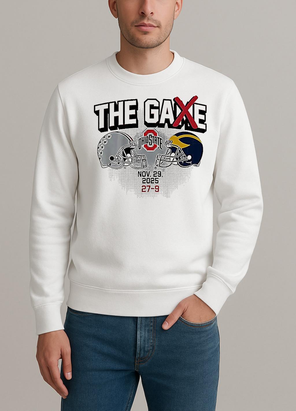 Ohio State Buckeyes Vs Michigan Wolverines Ncaa The Game 2025 Score 27 9 Helmet sweater