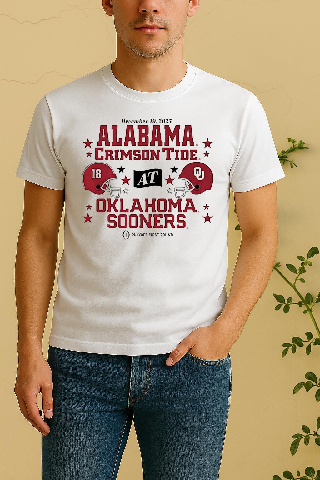 Oklahoma Sooners Vs Alabama Crimson Tide 2025 Cfp First Round Shirt by Bino Shirt – Custom Graphic T-Shirt