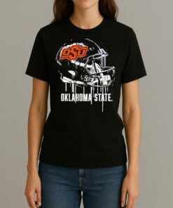 Oklahoma State Cowboys Vive La Fete Dripping Football Helmet Womentee