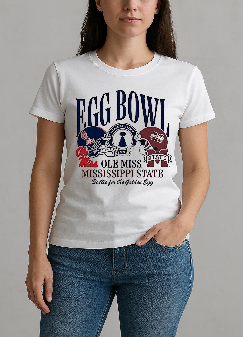 Ole Miss Vs Mississippi State Egg Bowl Battle For The Golden Egg W-tee