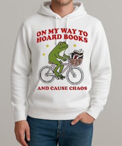 On My Way To Hoard Books And Cause Chaos Frog Unisexhoodie