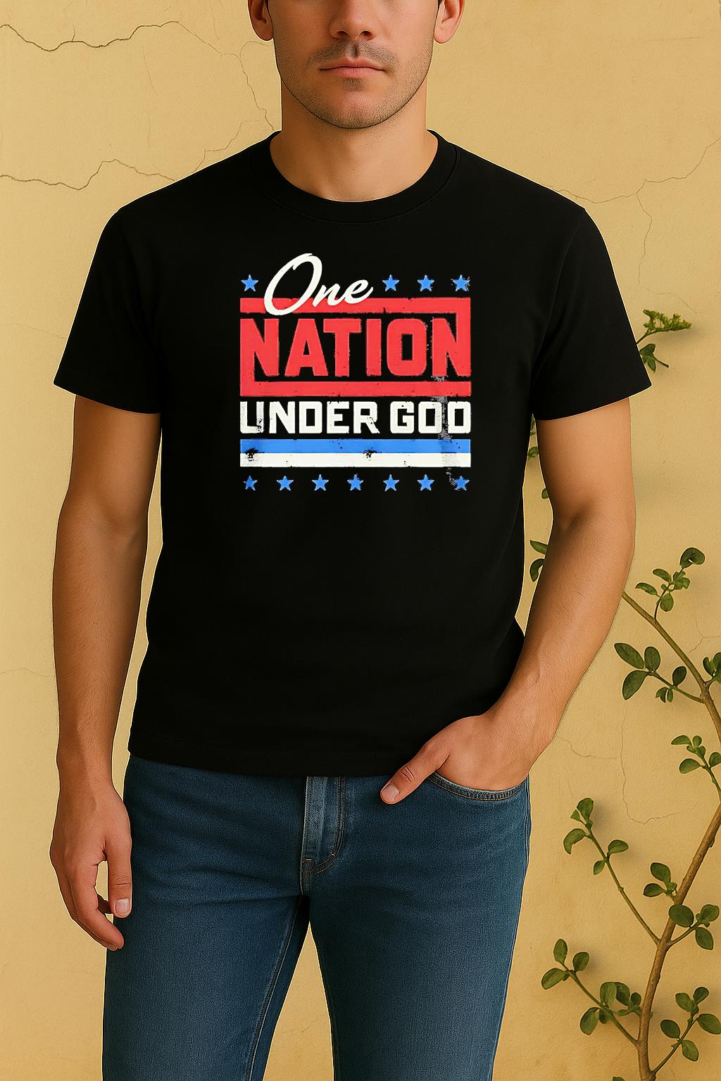 One Nation Under God America Shirt by Bino Shirt – Custom Graphic T-Shirt