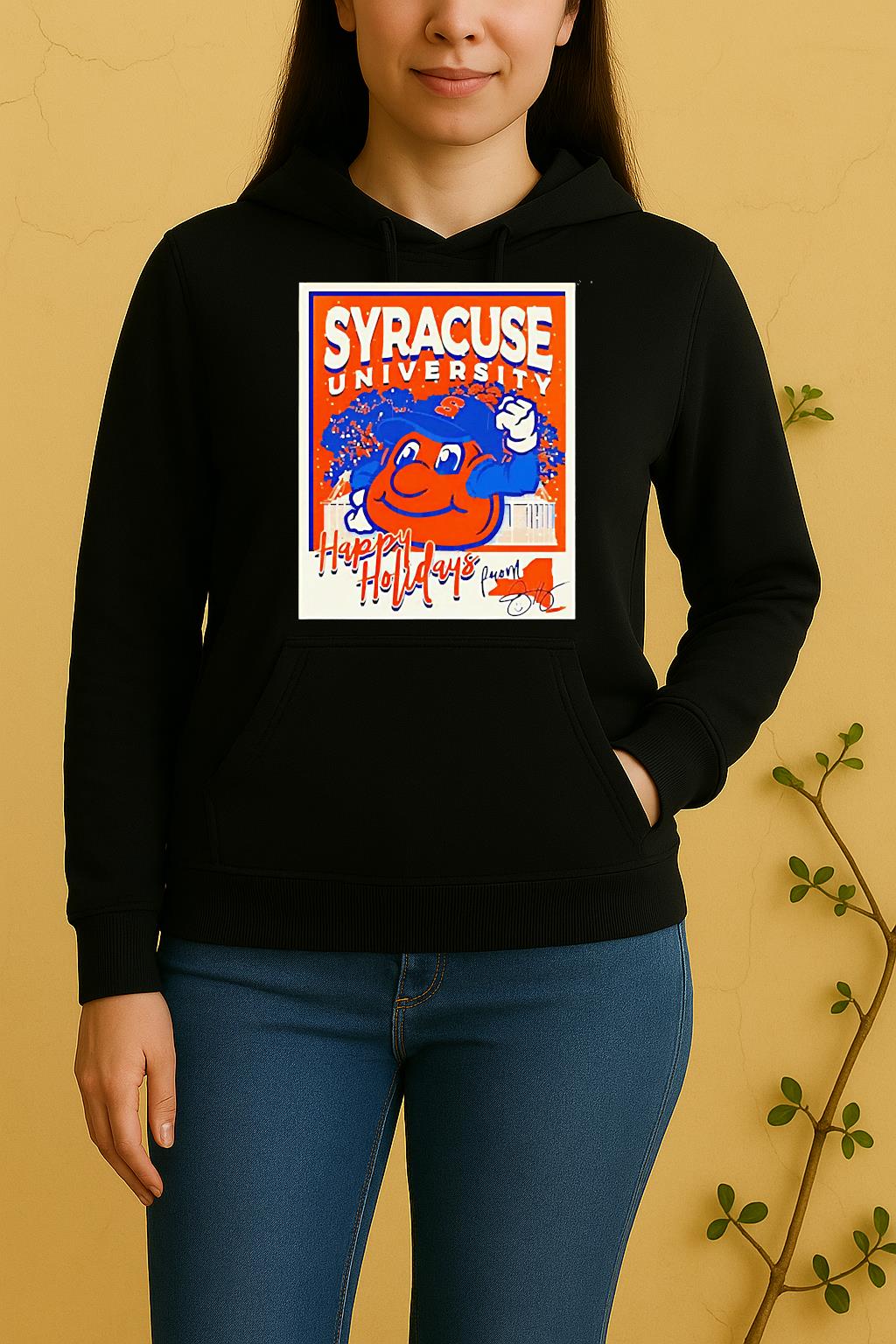Orange Syracuse Mascot Happy Holidays Christmas Unisex Hoodie